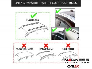 FIAT 500X Roof Rack Cross Bars - for models w/ factory roof rails - Black - Trekking 2016-2023